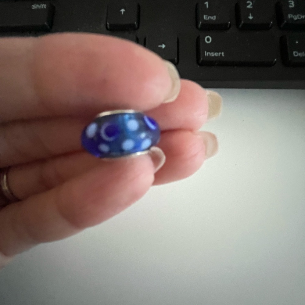 Blue and White Polka Dot Pandora Charm